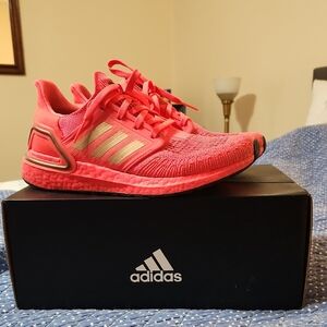 Adidas Women's Coral and Gold Sneakers